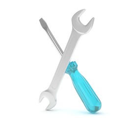 3D Illustration Wrench and screwdriver, service concept