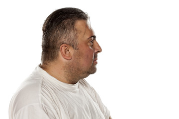 Fototapeta premium Portrait of a serious obese man