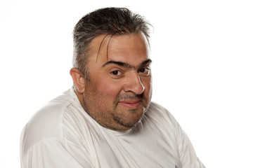 Obraz premium Portrait of a smiling obese man