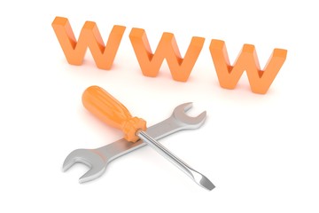 3D Illustration Wrench and screwdriver, service concept