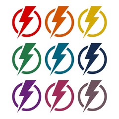 Lightning bolt icons set
