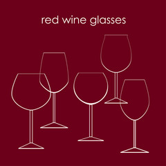 Types of red wine glasses vector illustration