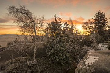 Sunrise and upcoming snowstorm in the mountains
