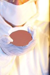 A man with chips on wafer