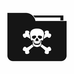 File folder with a skull icon, simple style