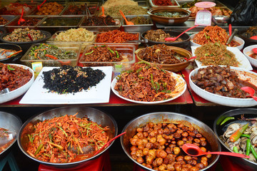 Spicy side dish Korean style in market