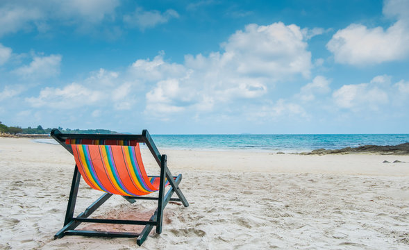 Beach chair on the beach is beautiful