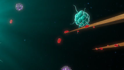 Obraz na płótnie Canvas Bacteria attacking the immune system
