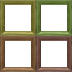 wooden frame isolated on white, set
