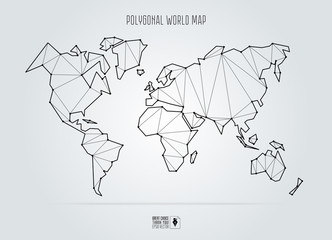 Polygonal abstract world map. Vector illustration
