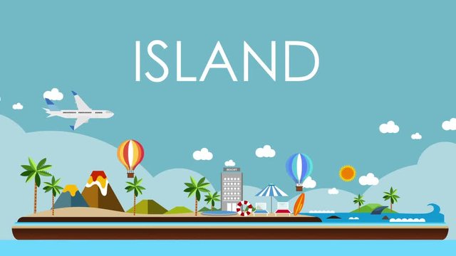 World map, Island travel. Beach Tour, , illustration animation, vacation.