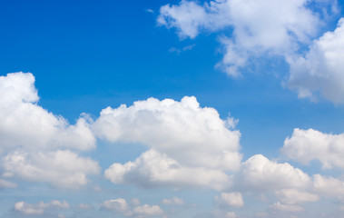 Blue sky, white clouds.