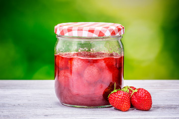 jar strawberry jam blur nature