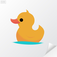 Yellow rubber duck. Material design.