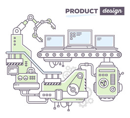 Vector illustration of creative professional mechanism to produc