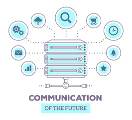 Vector illustration creative infographic of data server with ico