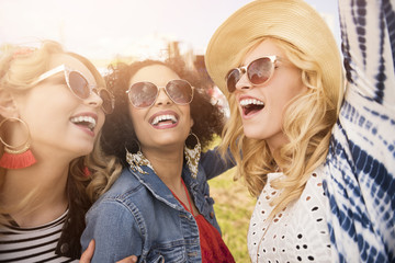 Fashionable girls at the party together