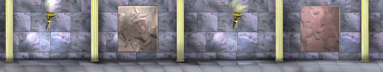Mysterious and Fantasy Marble Walls with Columns.