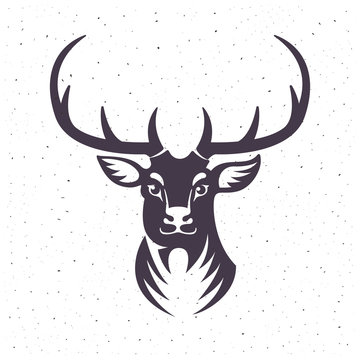 Vintage flat deer character logo.