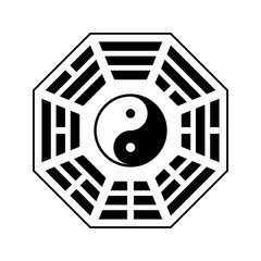 Vector Yin and yang symbol. Modern yin-yang symbol isolated on white background. Fu Xi "Earlier Heaven" bagua arrangement