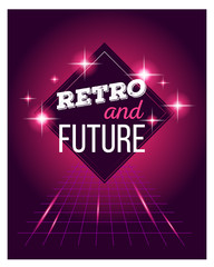 Vector illustration of retro disco 80s neon with text retro and