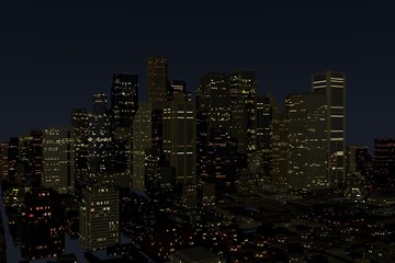 Urban Night City in Motion. Nice 3D Rendering
