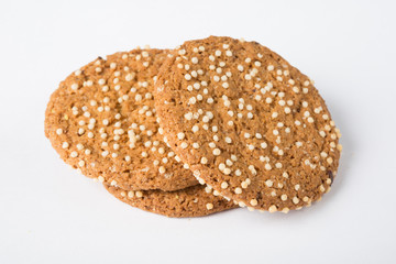 Oatmeal cookies on white