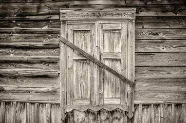 background old wooden wall with closed window