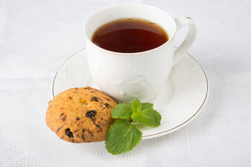 Cookie with cup of tea