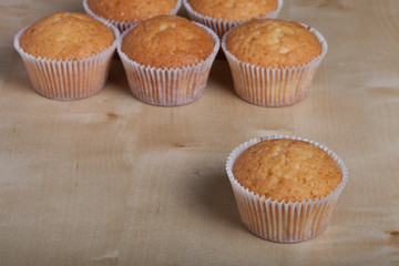 Fresh cupcake desert before decoration. Selective focus. Shallow