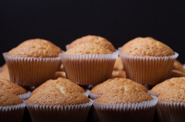 Fresh cupcake desert before decoration. Selective focus. Shallow