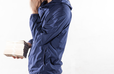 札束を持つ男性・白バック © hanack