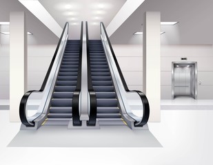 Escalator Interior Realistic Concept