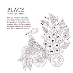 Beautiful vector peacock bird in indian paisley style