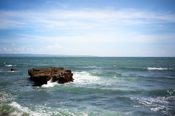 Rocks coast on a windy day