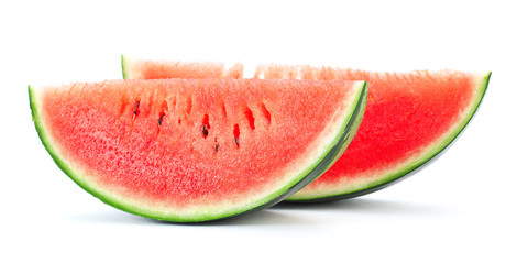 Reife und Saftige Wassermelone auf weissem Hintergrund