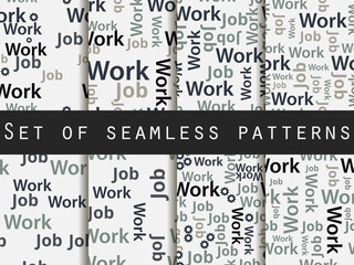 Words seamless pattern, word collage, words design. Seamless pattern with words. Association with the work search. 