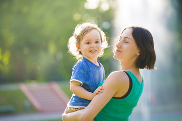 Portrait of mother with her son.