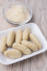 raw croquettes to fry in pan or in fryer