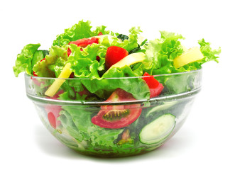 Fresh vegetable salad isolated on a white