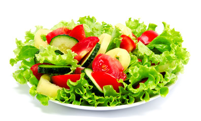 Fresh vegetable salad isolated on a white