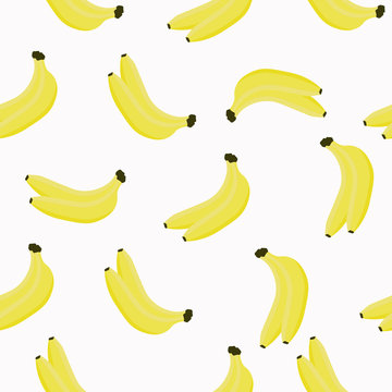 Seamless pattern with bananas. Bananas on a white background. Vector illustration.