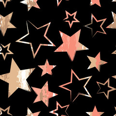 Geometric modern seamless pattern. Grunge texture. Stars.