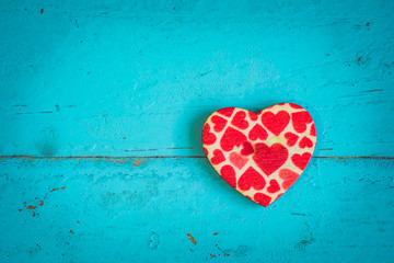 patterned heart on a blue background