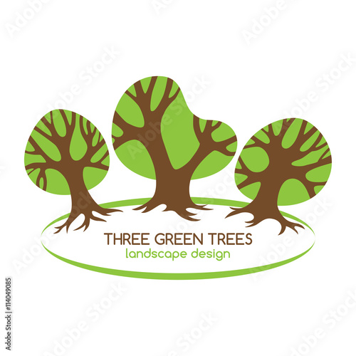 "Three green trees logo for landscaping." Stockfotos und lizenzfreie