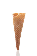 crispy ice cream cone isolated on white background