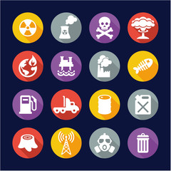 Pollution Icons Flat Design Circle