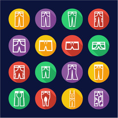 Pants Icons Flat Design Circle