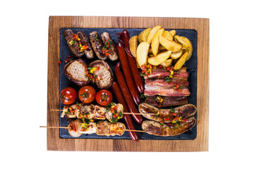 Grilled mix meal. Restaurant food concept.