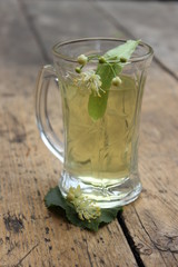 Glass with lime tea